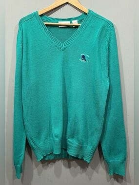 Vintage 90s Antigua Bent Oak Golf Club Sweater Men’s M/L Teal 100% Cotton